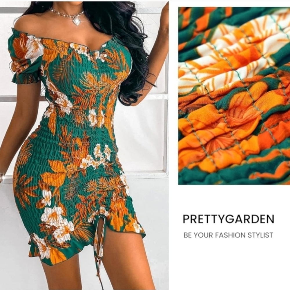 PrettyGarden Floral Off-Shoulder Dress
